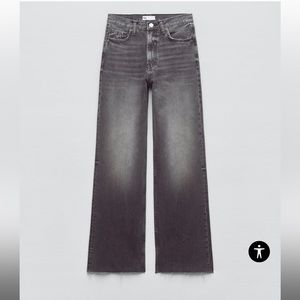 Zara TRF high rise wide leg black jeans